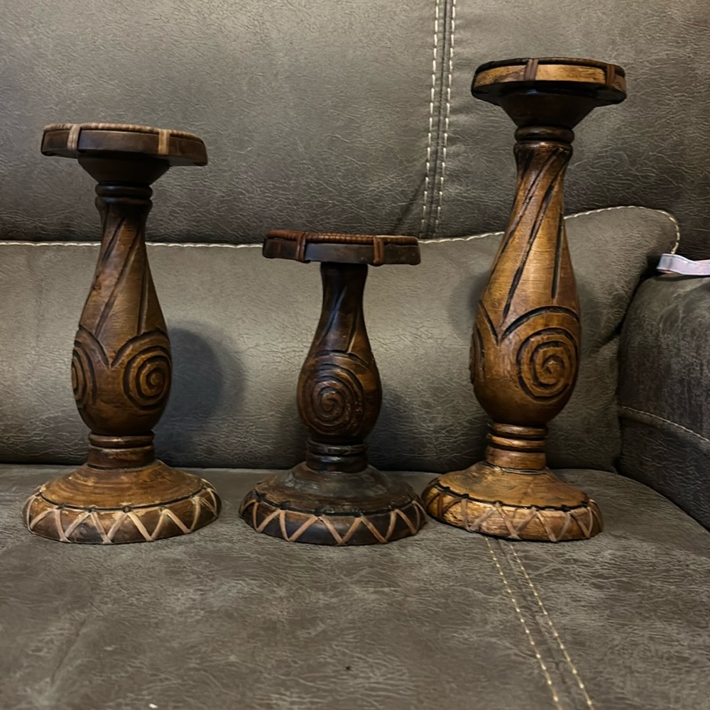 Candle holders. Brown light weight